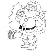 coloriage pere noel avec sa hotte sur le dos